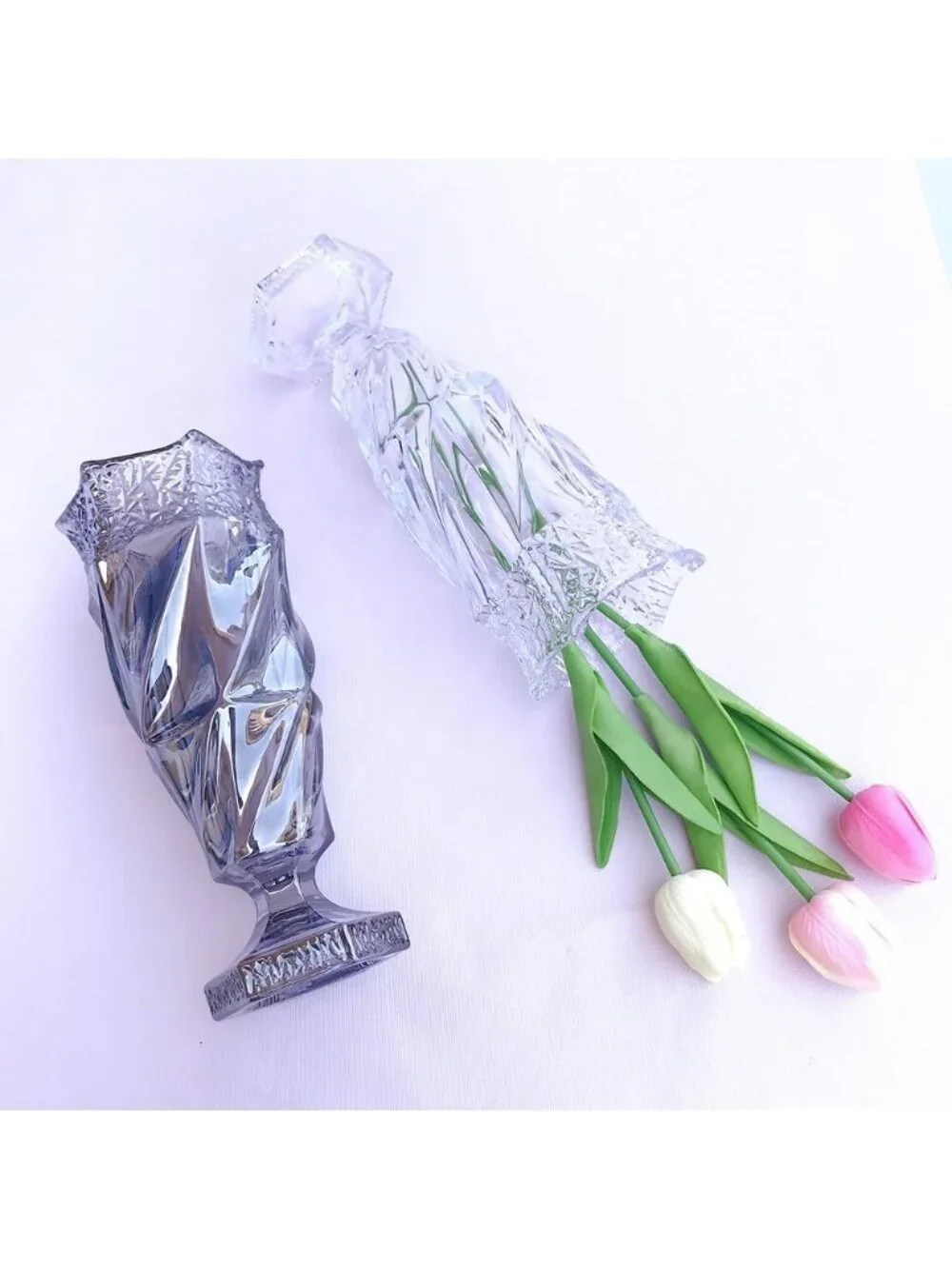 9.5 Inch Clear Glass Flower Vase Bohemian Style Centerpieces Wedding Home Deco